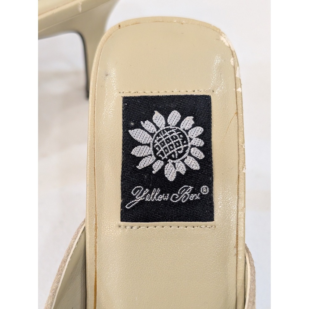 Yellow Box Jody Embellished Rhinestone Square Toe Beige Heel Mules Size 7.5 - Picture 4 of 9